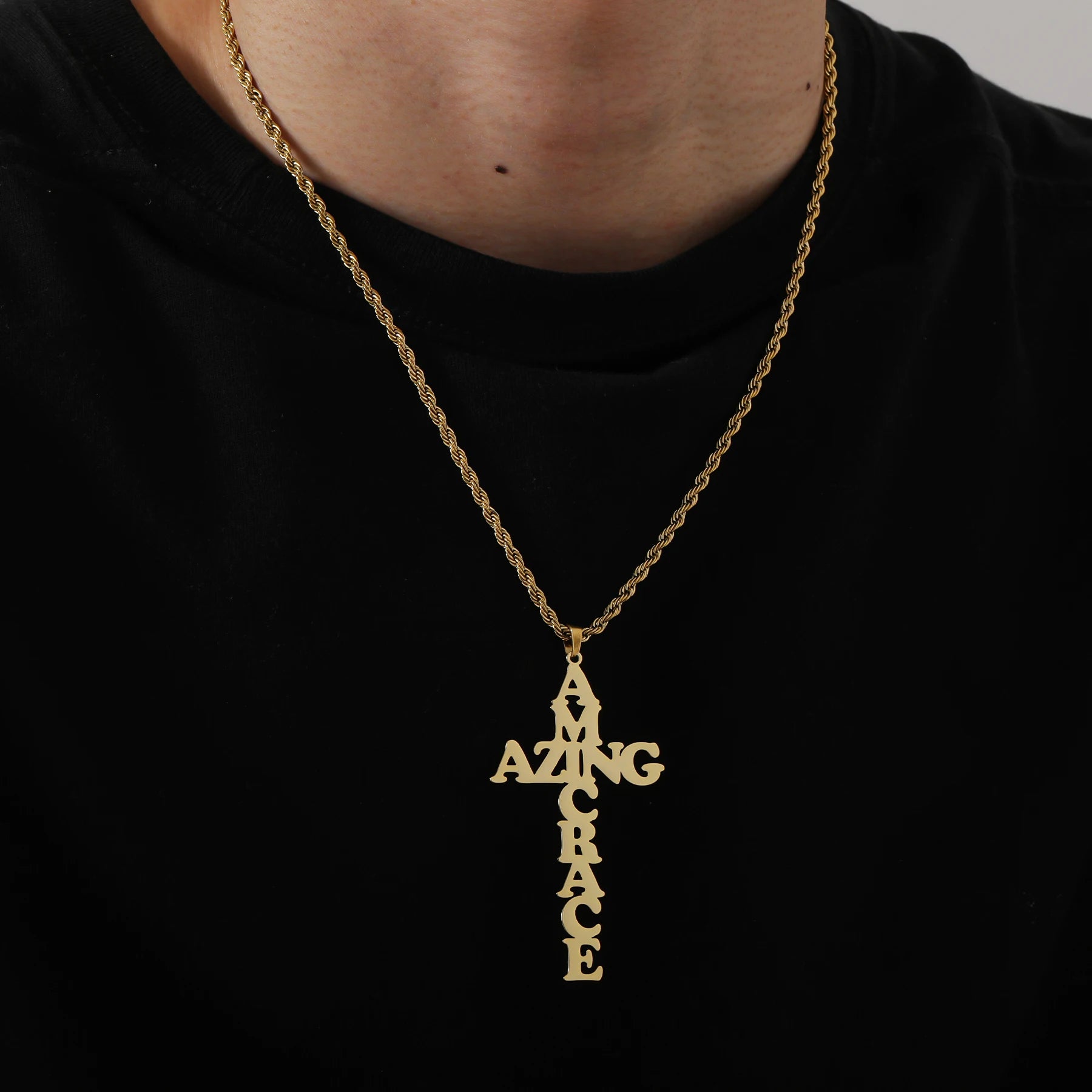 Cross Necklace Customized Name Necklace 18K Gold Plated Name Pendant Personalization Couple Name Jewelry Christmas Gift for Him