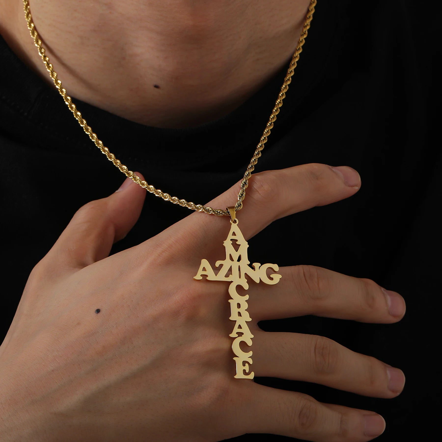 Cross Necklace Customized Name Necklace 18K Gold Plated Name Pendant Personalization Couple Name Jewelry Christmas Gift for Him